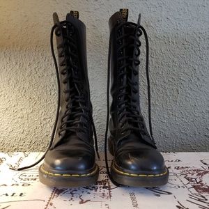Womens Dr. Martens Black Leather Combat Boots